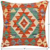 handmade Traditional Pillow Rust Blue Hand-made SQUARE 100% WOOL Hand woven turkish pillow2' x 2'